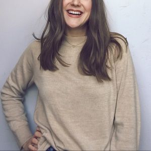 Mock Neck Tan Sweater